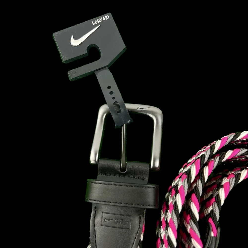 Nike Mens Golf Multi-Weave Stretch Woven G-Flex Belt Multicolor Pink Large 40/42